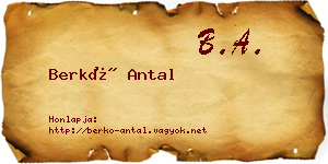 Berkó Antal névjegykártya